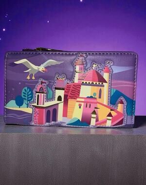 Loungefly Disney Ariel The Little Mermaid Castle Snap Flap Zip Wallet Purple New